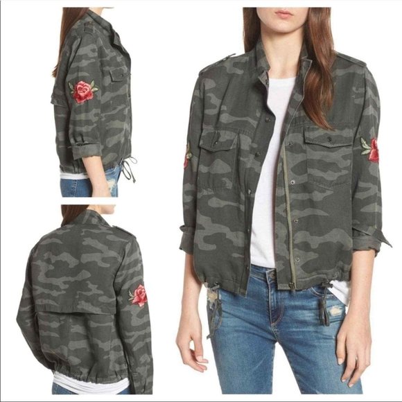 Rails Jackets & Blazers - Rails Collins Camo Rose Patch Linen Jacket